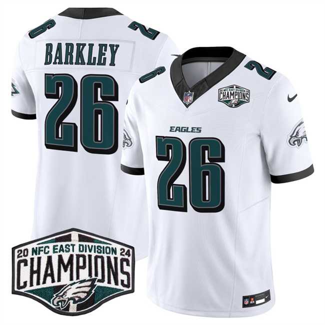 Men's Philadelphia Eagles #26 Saquon Barkley White 2024 New NFC East Champions F.U.S.E. Vapor Untouchable Limited Stitched Jersey,We sell and wholesale Men's Philadelphia Eagles #26 Saquon Barkley White 2024 New NFC East Champions F.U.S.E. Vapor Untouchable Limited Stitched Jersey on line form chian!